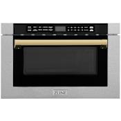 ZLINE Autograph Edition 24 Inch Wide 1.2 Cu. Ft. 1000 Watt Fingerprint Resistant Drawer Microwave with Auto-Touch Open / Close Fingerprint Resistant Stainless Steel / Polished Gold