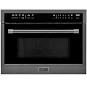 ZLINE Autograph Edition 24 Inch Wide 1.6 Cu. Ft. 1000 Watt Built In Microwave with Convection Mode and Reversible Turntable Black Stainless Steel