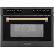 ZLINE Autograph Edition 24 Inch Wide 1.6 Cu. Ft. 1000 Watt Built In Microwave with Convection Mode and LCD Display Black Stainless Steel / Champagne Bronze