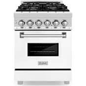 ZLINE Legacy 24 Inch Wide 2.8 Cu. Ft. Free Standing Dual Fuel Range with Italian-Made Sealed Burners and White Matte Door Stainless Steel / White Matte