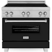 ZLINE Legacy 36 Inch Wide 4.6 Cu. Ft. Free Standing Fingerprint Resistant Induction Range with Black Matte Door and LED Knob Indicators Stainless Steel / Black Matte