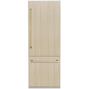 ZLINE Autograph Edition 30 Inch Wide 16.1 Cu. Ft. Energy Star Certified Panel Ready Bottom Freezer Refrigerator with Champagne Bronze Handles Panel Ready / Champagne Bronze
