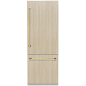 ZLINE Autograph Edition 30 Inch Wide 16.1 Cu. Ft. Energy Star Certified Panel Ready Bottom Freezer Refrigerator with Polished Gold Handles Panel Ready / Polished Gold