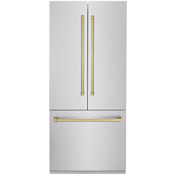 ZLINE Autograph Edition 36 Inch Wide 19.6 Cu. Ft. Energy Star Certified French Door Refrigerator with Internal Water and Ice Maker and Rapid Chill Stainless Steel / Champagne Bronze