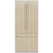 ZLINE Autograph Edition 36 Inch Wide 19.6 Cu. Ft. Energy Star Certified Panel Ready French Door Refrigerator with Champagne Bronze Handles Panel Ready / Champagne Bronze