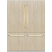 ZLINE Autograph Edition 60 Inch Wide 32.2 Cu. Ft. Energy Star Certified Panel Ready Four Door Refrigerator with Polished Gold Handles and Water Dispenser Panel Ready / Polished Gold