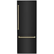 ZLINE Autograph Edition 30 Inch Wide 16.1 Cu. Ft. Energy Star Certified Bottom Freezer Refrigerator in Black Stainless Steel with Champagne Bronze Handles Black Stainless Steel / Champagne Bronze