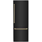 ZLINE Autograph Edition 30 Inch Wide 16.1 Cu. Ft. Energy Star Certified Bottom Freezer Refrigerator in Black Stainless Steel with Polished Gold Handles Black Stainless Steel / Polished Gold