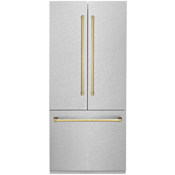 ZLINE Autograph Edition 36 Inch Wide 19.6 Cu. Ft. Energy Star Certified Fingerprint Resistant French Door Refrigerator with Polished Gold Handles Fingerprint Resistant Stainless Steel / Polished Gold