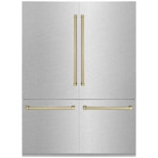 ZLINE Autograph Edition 60 Inch Wide 32.2 Cu. Ft. Energy Star Certified Fingerprint Resistant Four Door Refrigerator with Champagne Bronze Handles Fingerprint Resistant Stainless Steel / Champagne Bronze