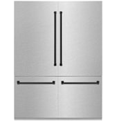 ZLINE Autograph Edition 60 Inch Wide 32.2 Cu. Ft. Energy Star Certified Fingerprint Resistant Four Door Refrigerator with Matte Black Handles Fingerprint Resistant Stainless Steel / Matte Black