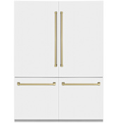 ZLINE Autograph Edition 60 Inch Wide 32.2 Cu. Ft. Energy Star Certified Four Door Refrigerator in White Matte with Champagne Bronze Handles Stainless Steel / Champagne Bronze