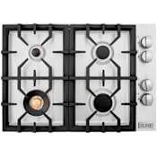 ZLINE 30 Inch Wide 4 Burner Natural Gas Cooktop with Brass Burners Stainless Steel