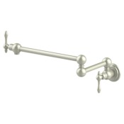ZLINE Rembrandt Wall Mounted Single Hole Double Handle Pot Filler Brushed Nickel