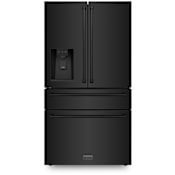 ZLINE 36 Inch Wide 21.6 Cu. Ft. Energy Star Certified Fingerprint Resistant French Door Refrigerator with External Water and Ice Dispenser and Rapid Chill Black Stainless Steel
