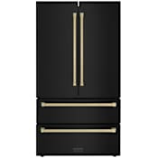 ZLINE Autograph Edition 36 Inch Wide 22.5 Cu. Ft. Energy Star Certified Fingerprint Resistant French Door Refrigerator with Ice Maker and Rapid Chill Black Stainless Steel / Champagne Bronze