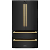 ZLINE Autograph Edition 36 Inch Wide 22.5 Cu. Ft. Energy Star Certified French Door Refrigerator in Black Stainless Steel with Polished Gold Square Handles Black Stainless Steel / Polished Gold