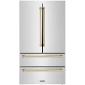 ZLINE Autograph Edition 36 Inch Wide 22.5 Cu. Ft. Energy Star Certified Fingerprint Resistant French Door Refrigerator with Ice Maker and Rapid Chill Stainless Steel / Champagne Bronze