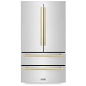 ZLINE Autograph Edition 36 Inch Wide 22.5 Cu. Ft. Energy Star Certified French Door Refrigerator in Stainless Steel with Champagne Bronze Square Handles Stainless Steel / Champagne Bronze