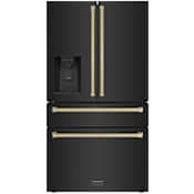 ZLINE Autograph Edition 36 Inch Wide 21.6 Cu. Ft. Energy Star Certified Fingerprint Resistant French Door Refrigerator with Rapid Chill Black Stainless Steel / Champagne Bronze