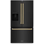 ZLINE Autograph Edition 36 Inch Wide 28.9 Cu. Ft. Energy Star Certified French Door Refrigerator in Black Stainless Steel with Polished Gold Handles Black Stainless Steel / Polished Gold