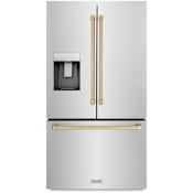 ZLINE Autograph Edition 36 Inch Wide 28.9 Cu. Ft. Energy Star Certified French Door Refrigerator in Stainless Steel with Champagne Bronze Handles Stainless Steel / Champagne Bronze