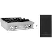 ZLINE 30 Inch Wide 4 Burner Natural Gas Rangetop with Griddle Fingerprint Resistant Stainless Steel