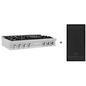 ZLINE 48 Inch Wide 7 Burner Natural Gas Rangetop with Knob Controls and Griddle Fingerprint Resistant Stainless Steel