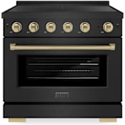 ZLINE Paramount 36 Inch Wide 5.2 Cu. Ft. Free Standing Induction Range with Knob Controls and Anti-Glare Matte Coating Black Stainless Steel