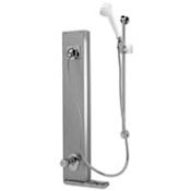 Zurn Shower Panel for Tempered Water Systems with Push Button Control Valve and Adjustable Metering Feature from the Temp-Gard Aqua-Panel Series Stainless Steel