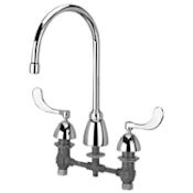 Zurn Widespread Lead Free Double Handle Faucet with 4" Metal Wrist Blades and Inter-Connecting Copper Supply Tubes from the AquaSpec Collection Polished Chrome