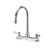 Zurn AquaSpec Gooseneck Lead Free Double Handle Kitchen Faucet with Metal Lever Handles Polished Chrome