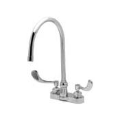 Zurn 4" Centerset Gooseneck Lead Free Double Handle Faucet with 4" Metal Wrist Blades and Pop-Up Drain from the AquaSpec Collection Polished Chrome