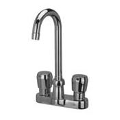 Zurn 4" Centerset Gooseneck Slow-Closing Lead Free Double Handle Faucet with Push Button Handles from the AquaSpec Collection Polished Chrome