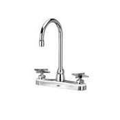 Zurn AquaSpec Gooseneck Lead Free Double Handle Kitchen Faucet with Metal Cross Handles Polished Chrome