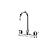 Zurn AquaSpec Gooseneck Lead Free Double Handle Kitchen Faucet with Metal Wrist Blades and 2.2 GPM Vandal-Resistant Pressure Compensating Laminar Flow Outlet Polished Chrome