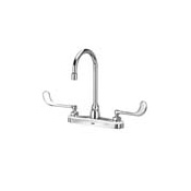 Zurn AquaSpec Gooseneck Lead Free Double Handle Kitchen Faucet 6" Metal Wrist Blades Polished Chrome
