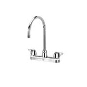 Zurn AquaSpec Gooseneck Lead Free Double Handle Kitchen Faucet with Metal Wrist Blades and Laminar Flow Control Polished Chrome