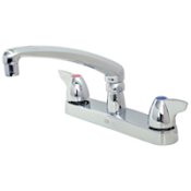 Zurn AquaSpec Gooseneck Lead Free Double Handle Kitchen Faucet with Metal Wrist Blades and 2.2 GPM Vandal-Resistant Pressure Compensating Aerator Polished Chrome
