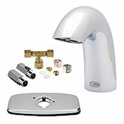 Zurn Aqua-FIT 0.5 GPM Single Hole Electronic Bathroom Faucet with Cover Plate with 4" Centers, Mixing Tee and Non-Aerated Flow Chrome