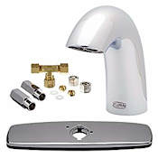 Zurn Aqua-FIT 1.5 GPM Single Hole Electronic Bathroom Faucet with Cover Plate with 8" Centers and Mixing Tee Chrome