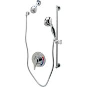 Zurn Temp-Gard Pressure Balanced Shower System with Hand Shower, Slide Bar, Shower Arm, Hose, and Valve Trim Chrome