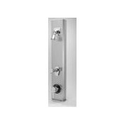 Zurn Shower Panel with Pressure Balanced Shower Valve and Metering Feature Less Soap Dish from the Temp-Gard Aqua-Panel Series Stainless Steel