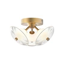 Brushed Gold / Clear Ribbed Glass