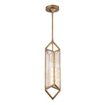 Vintage Brass / Clear Ribbed Glass