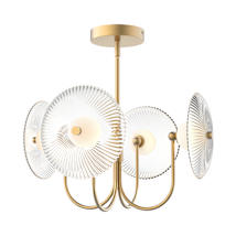 Brushed Gold / Clear Ribbed Glass