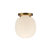 Brushed Gold / Glossy Ribbed Opal Glass