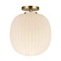 Brushed Gold / Glossy Ribbed Opal Glass