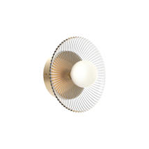 Brushed Gold / Clear Ribbed Glass