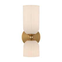 Brushed Gold / Glossy Ribbed Opal Glass
